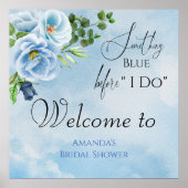 Elegante Something Blue Bruiloft Feest Welkom Poster (Voorkant)