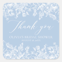 Elegante Something Blue Bruiloft Thank You  Vierkante Sticker