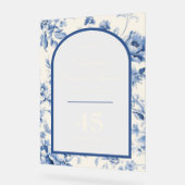 Elegante Something Blue Chinoiserie Bruiloftsfeest Acryl Bord (Hoek)
