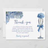 Elegante Something Blue Hydrangea Bloemstuk Bruids Bedankkaart (Voorkant)