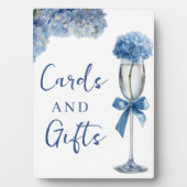 Elegante Something Blue Hydrangea Bloemstuk Bruids Fotoplaat (voorkant)