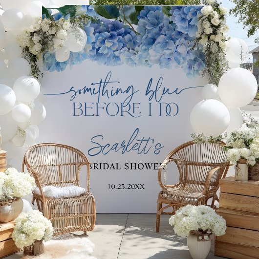Elegante Something Blue Hydrangea Bruidsdouche  Wandkleed