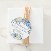 Elegante Something Blue Hydrangea Bruidsfeest Bedankjes Labels (In situ)