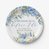 Elegante Something Blue Hydrangea Bruiloftsfeest Papieren Bordje (Voorkant)