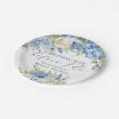 Elegante Something Blue Hydrangea Bruiloftsfeest Papieren Bordje (Gekanteld)