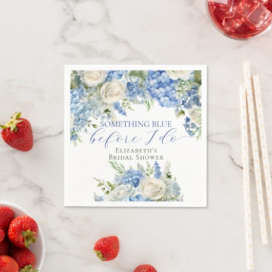 Elegante Something Blue Hydrangea Bruiloftsfeest Servet (Insitu)