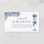 Elegante Something Blue Hydrangea Recept Bruids Informatiekaartje (Voorkant)