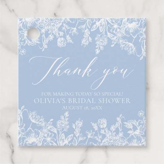 Elegante Something Blue Victoriaanse Bruidsuitnodi Bedankjes Labels (Voorkant)