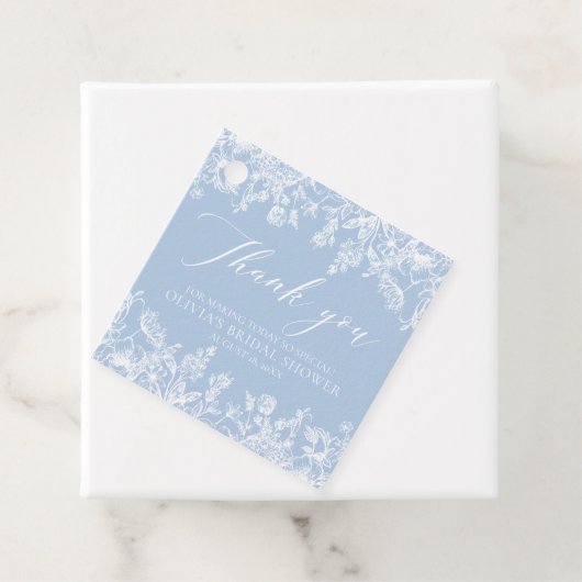 Elegante Something Blue Victoriaanse Bruiloft Fees Bedankjes Labels (In situ)