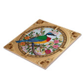 Elegante Songbird op Floral Branch Tegeltje (Zijkant)