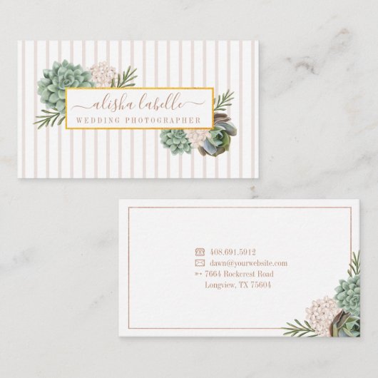 Elegante Sophisticate Bloembladeren Lijst & Streep Visitekaartje (Voorkant / Achterkant)