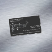 Elegante & Sophisticate Zilveren & Zwarte Pianomuz Magnetisch Visitekaartje (Voorbeeld)
