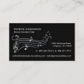 Elegante & Sophisticate Zilveren & Zwarte Pianomuz Visitekaartje (Achterkant)