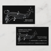 Elegante & Sophisticate Zilveren & Zwarte Pianomuz Visitekaartje (Voorkant / Achterkant)