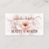 Elegante Sophisticated Blush Pink Red Floral Art Visitekaartje (Voorkant)