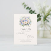 Elegante Sophisticated Floral Wedding Bewaar de da Aankondigingskaart (Staand voorkant)