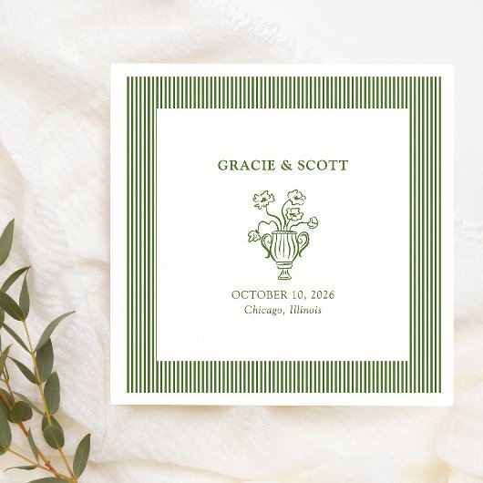 Elegante Sophisticated Green Custom Wedding Servet