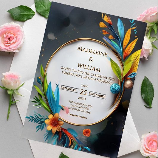 Elegante Sophisticated Luxury Botanical Wedding Kaart