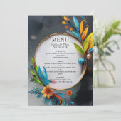 Elegante Sophisticated Luxury Botanical Wedding Menu (Staand voorkant)