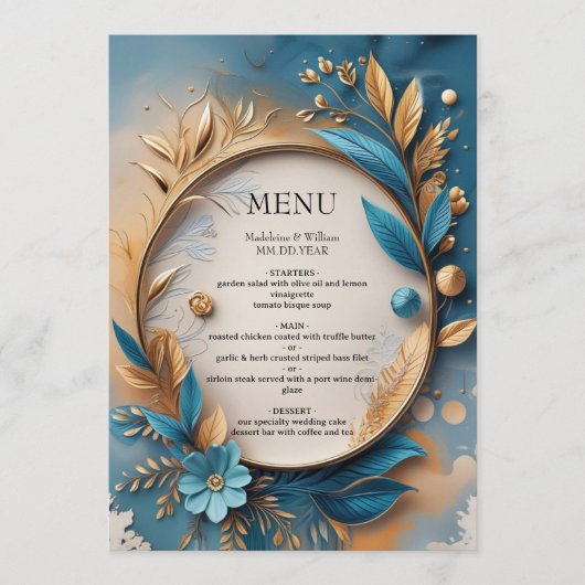 Elegante Sophisticated Luxury Botanical Wedding Menu (Voorkant)