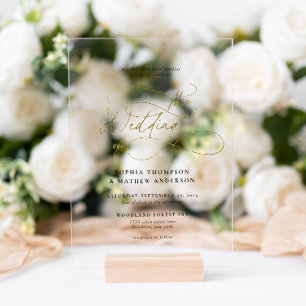 Elegante Sophisticated Script Wedding Acryl Uitnodigingen