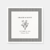 Elegante Sophisticated zwart-wit bruiloft Servet (Voorkant)