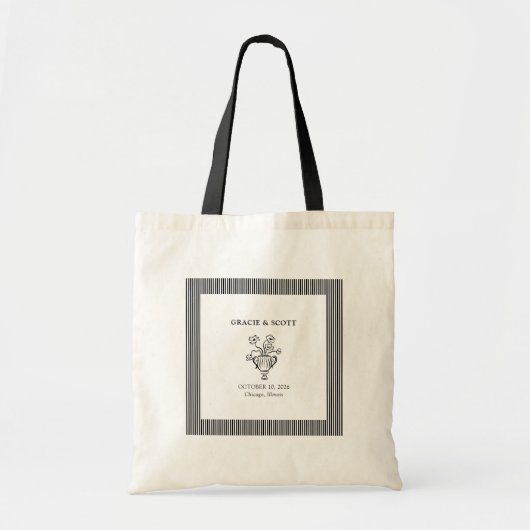 Elegante Sophisticated zwart-wit bruiloft Tote Bag (Voorkant)