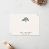Elegante Southern Oak Tree Custom Naam Adres Notitiekaartje (Voorkant / Achterkant in situ)