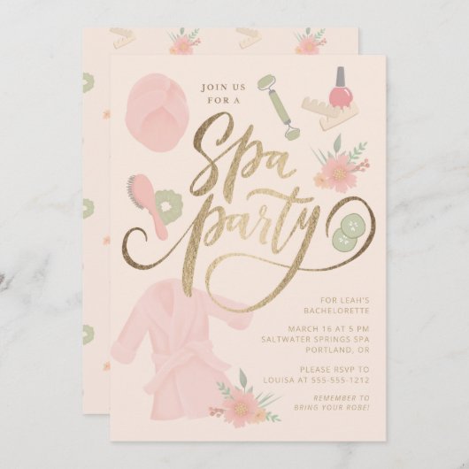 Elegante Spa Party/Douche/Bachelorette uitnodiging (Voorkant / Achterkant)