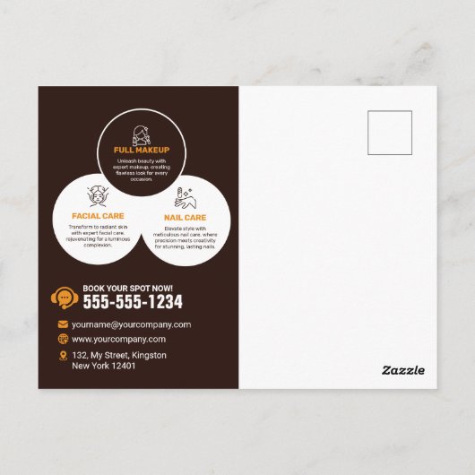 Elegante Spa Schoonheidssalon Make-up Nagels & Fac Briefkaart (Achterkant)