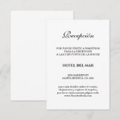 Elegante Spaanse Bianco Y Negro Bruiloft Details Informatiekaartje (Voorkant / Achterkant)