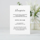 Elegante Spaanse Bianco Y Negro Bruiloft Details Informatiekaartje (Staand voorkant)