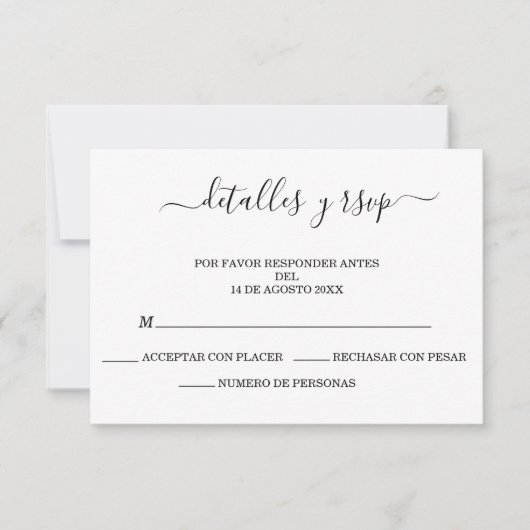 Elegante Spaanse Boda QR code Details Y RSVP Kaartje (Voorkant)