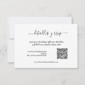 Elegante Spaanse Boda QR code Details Y RSVP Kaartje (Achterkant)