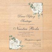 Elegante Spaanse bruiloft acryl uitnodiging (Voorkant)