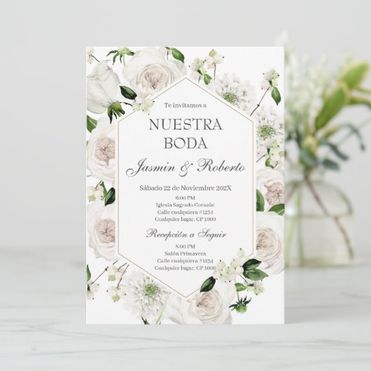 Elegante Spaanse bruiloft Kaart (Staand voorkant)