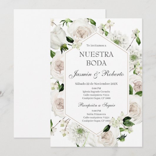 Elegante Spaanse bruiloft Kaart (Voorkant / Achterkant)