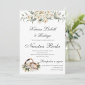 Elegante Spaanse bruiloft uitnodiging (Staand voorkant)