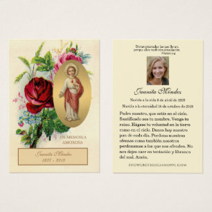 Elegante Spaanse Jezusrozen Religieuze Gebedskaart Visitekaartje