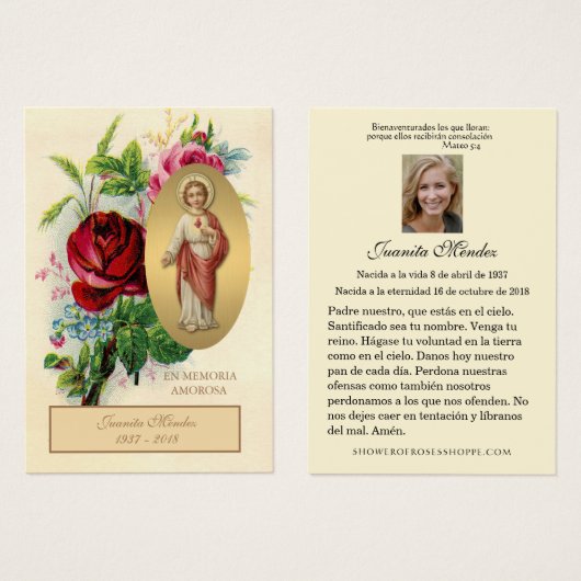Elegante Spaanse Jezusrozen Religieuze Gebedskaart Visitekaartje (Voorkant /achterkant)