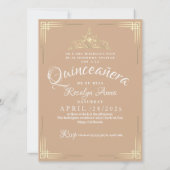 Elegante Spaanse Quinceañera Mis Quince Beige Goud Kaart (Achterkant)