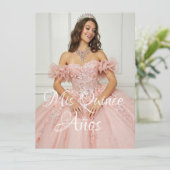 Elegante Spaanse Quinceañera Mis Quince Roze Roos Kaart (Staand voorkant)