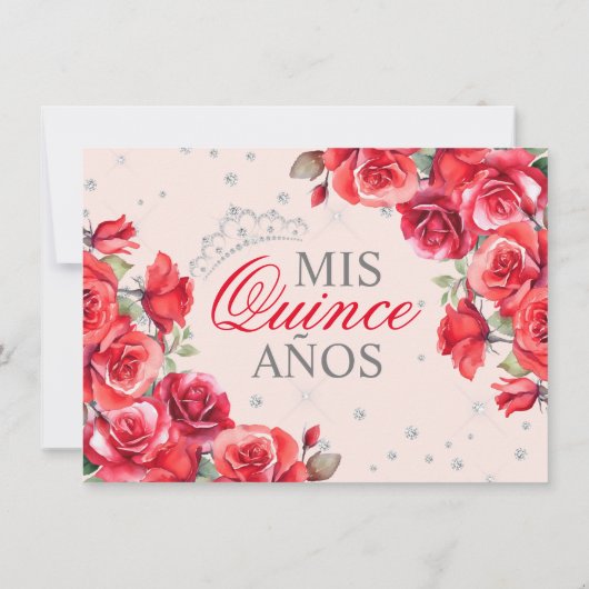 Elegante Spaanse Quinceañera Mis Quince ROZEN Kaart (Achterkant)