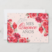 Elegante Spaanse Quinceañera Mis Quince ROZEN Kaart (Achterkant)