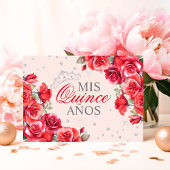 Elegante Spaanse Quinceañera Mis Quince ROZEN Kaart