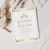 Elegante Spaanse Quinceañera Mis Quince Witte Goud Kaart
