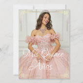 Elegante Spaanse Quinceañera Mis Quince Witte Goud Kaart (Voorkant)