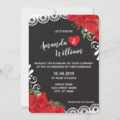 Elegante Spaanse rode roos & kant bruiloft Kaart (Voorkant)