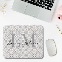 Elegante Spaanse tegel monogram schrift naam Muismat