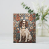 Elegante spaniël op  bloemachtergrond briefkaart (Staand voorkant)
